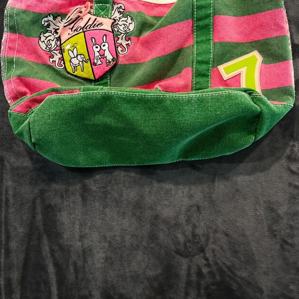 goldie womens tote bag limited edition 7 striped canvas pink green beach large